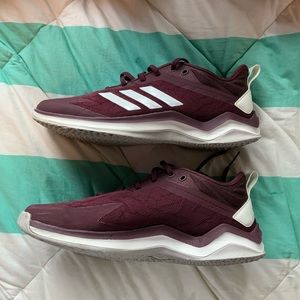 Adidas Maroon and white training/softball sneaker size 9mens/10womens